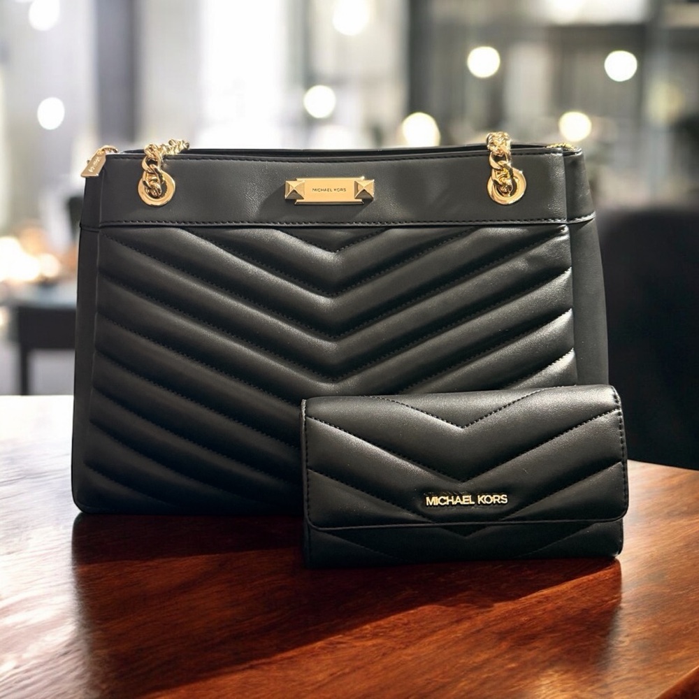 Michael Kors Whitney Quilted Tote & Wallet Set – Luxury Designer Bag - Picture 1 of 14